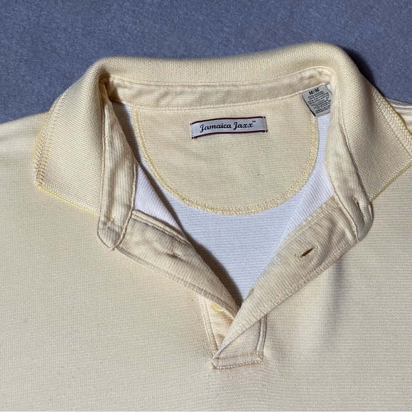Jamaica Jaxx Men’s Polo Yellow Striped Size Medium - Picture 2 of 6